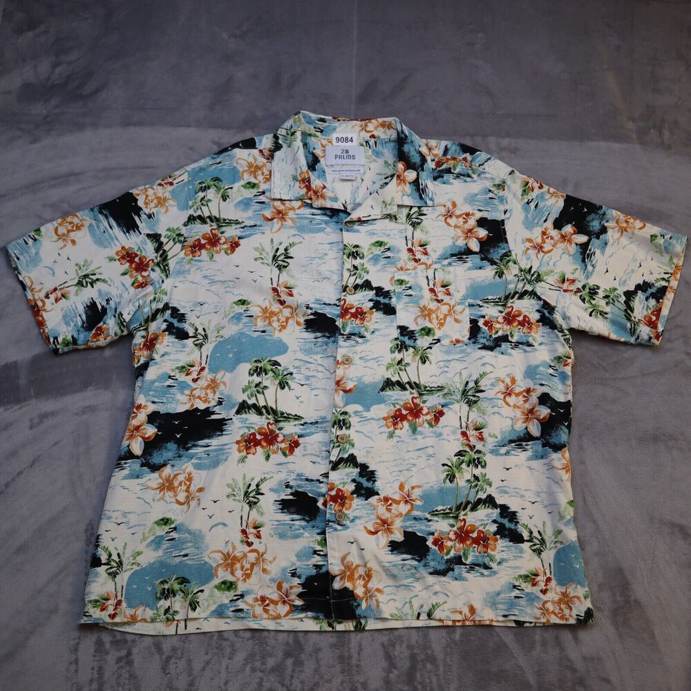 28 Palms Shirt Mens 2XL Floral Short Sleeve Button Up Casual Hawaiian Relaxed